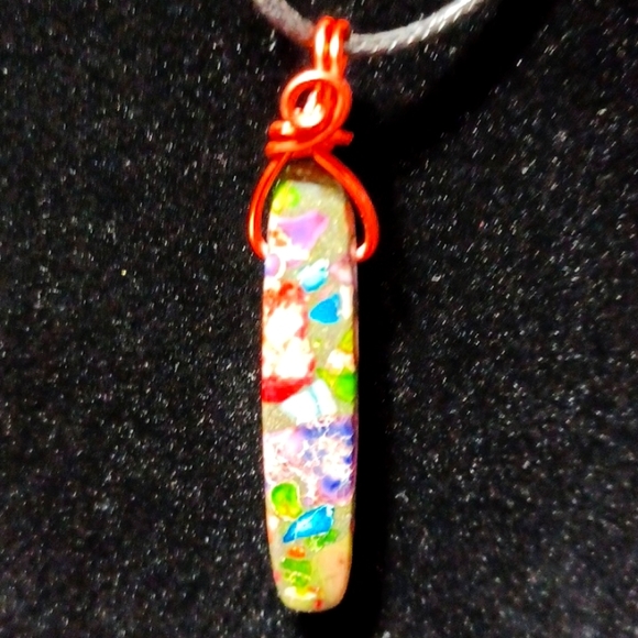 Sea sediment pendant handmade copper green purple red pink blue pink cream gem - Picture 6 of 6